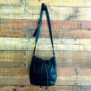 L.A.M.B. Gwen Stefani Rare Leather Drawstring Bucket Crossbody Bag